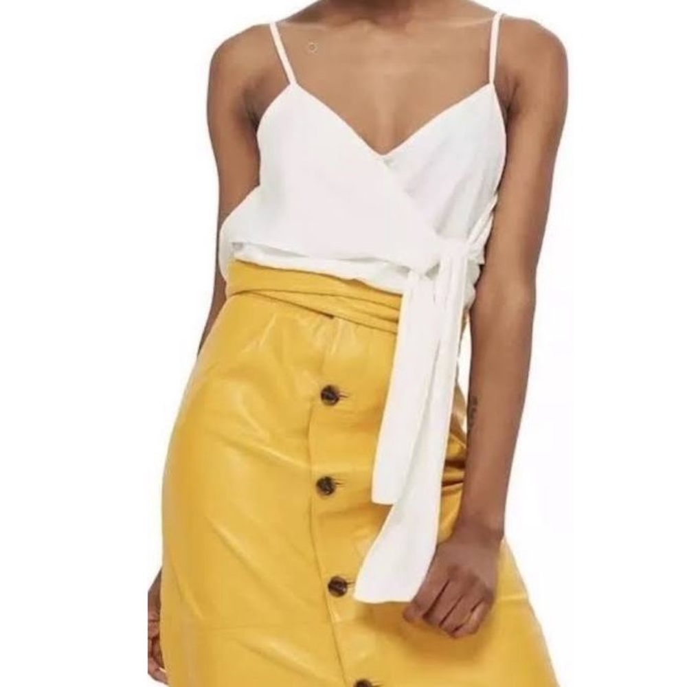 Topshop 4 Chrissie tie detail tank cami white